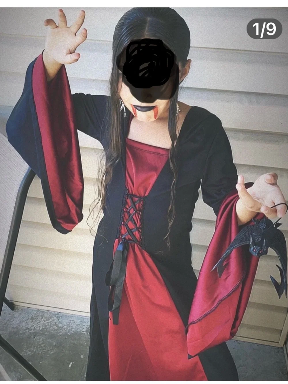 Med kids Spirit Black and Red Halloween Costume Hood - Picture 7 of 9